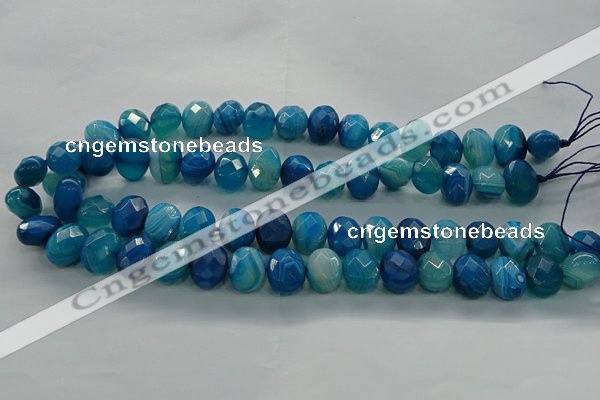 CAG9045 15.5 inches 12*16mm faceted oval line agate beads