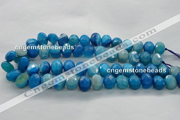 CAG9051 15.5 inches 13*18mm faceted oval line agate beads