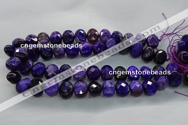 CAG9055 15.5 inches 15*20mm faceted oval line agate beads