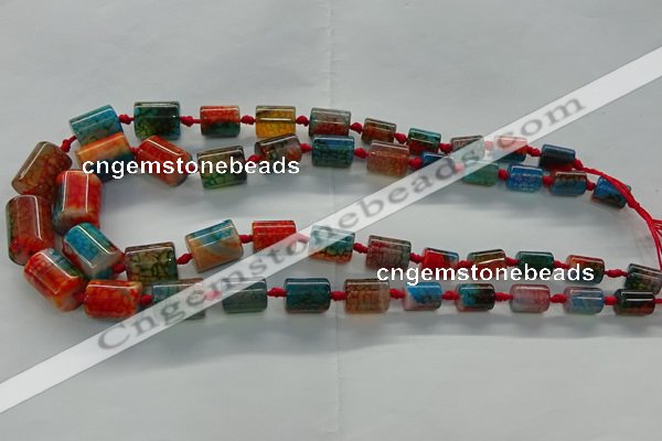 CAG9061 15.5 inches 8*12mm - 15*20mm tube dragon veins agate beads