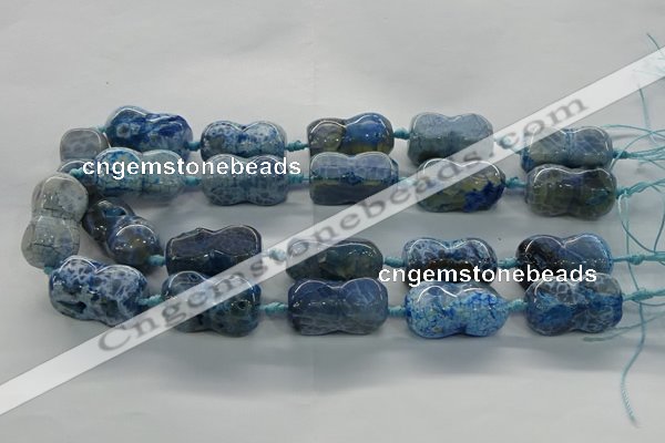 CAG9068 15.5 inches 16*30mm peanut-shaped fire crackle agate beads