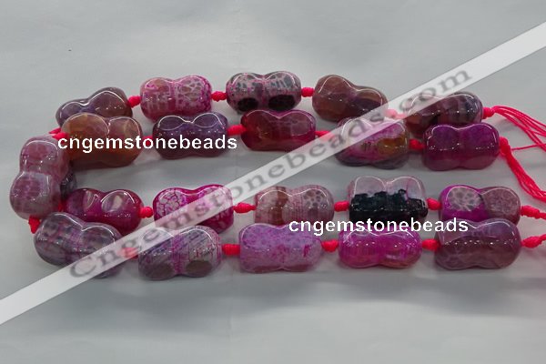 CAG9069 15.5 inches 16*30mm peanut-shaped fire crackle agate beads