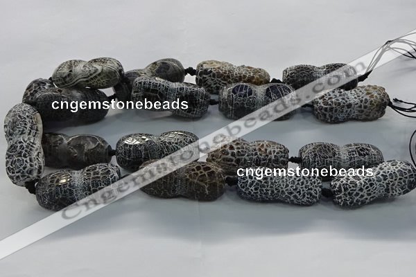 CAG9072 15.5 inches 16*40mm peanut-shaped fire crackle agate beads