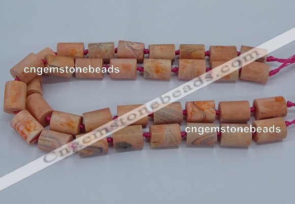 CAG9075 15.5 inches 15*17mm - 15*20mm tube dragon veins agate beads