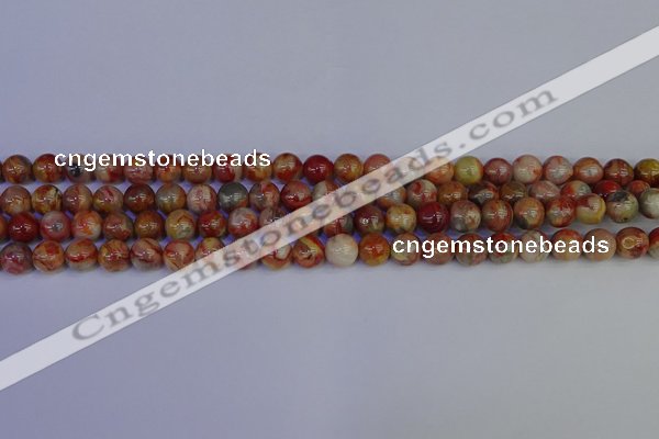 CAG9100 15.5 inches 4mm round red crazy lace agate beads