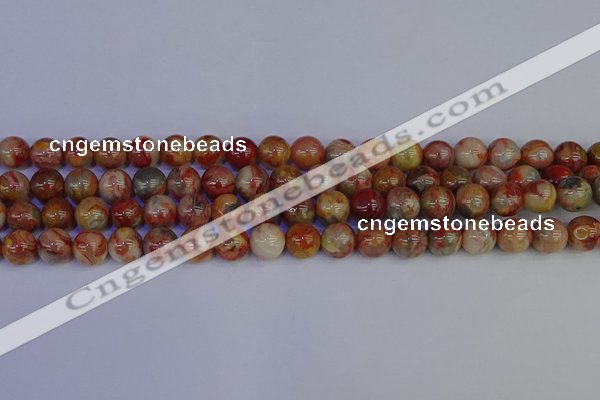 CAG9102 15.5 inches 8mm round red crazy lace agate beads