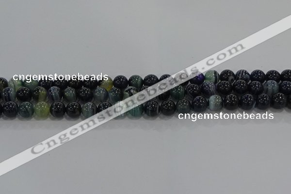 CAG9186 15.5 inches 8mm round line agate beads wholesale