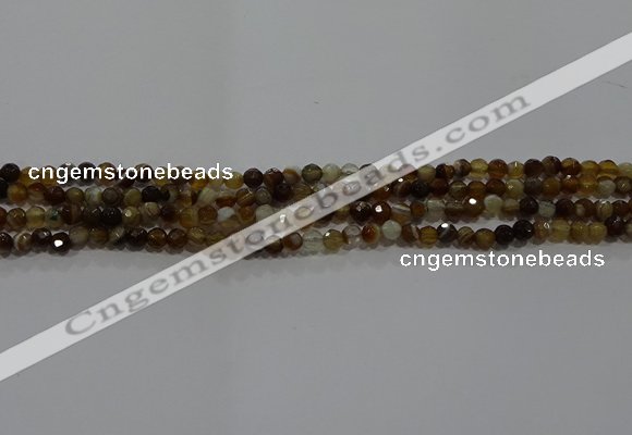 CAG9211 15.5 inches 4mm faceted round line agate gemstone beads
