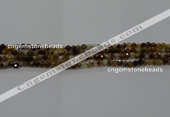 CAG9211 15.5 inches 4mm faceted round line agate gemstone beads