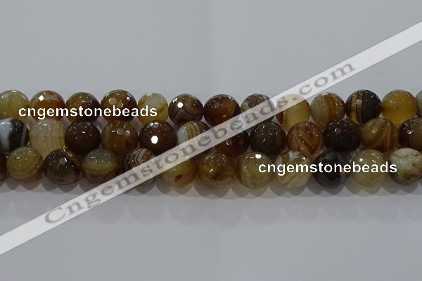 CAG9215 15.5 inches 12mm faceted round line agate gemstone beads