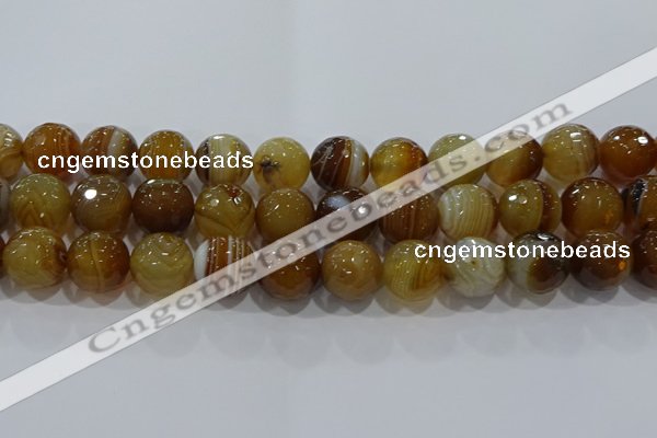 CAG9216 15.5 inches 14mm faceted round line agate gemstone beads