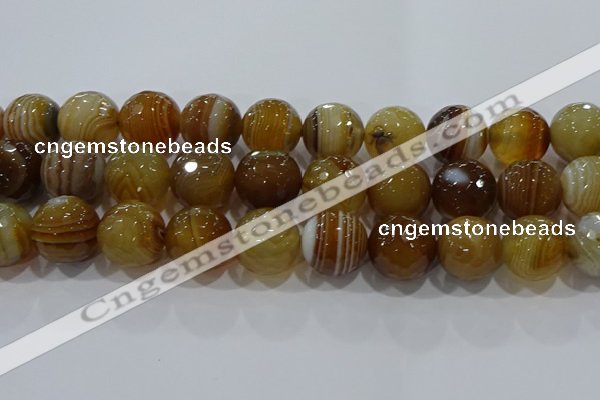 CAG9217 15.5 inches 16mm faceted round line agate gemstone beads