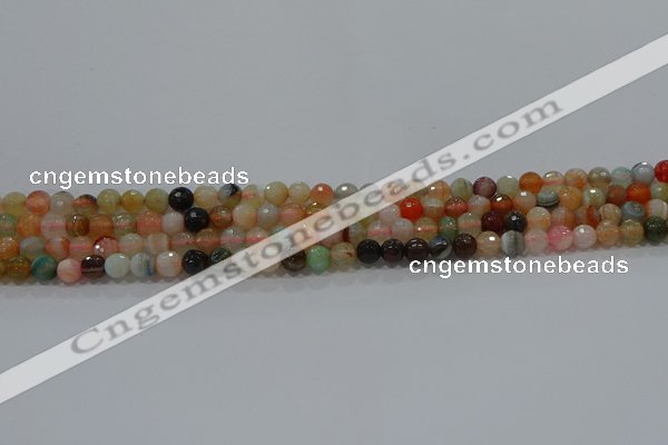 CAG9220 15.5 inches 4mm faceted round line agate beads wholesale