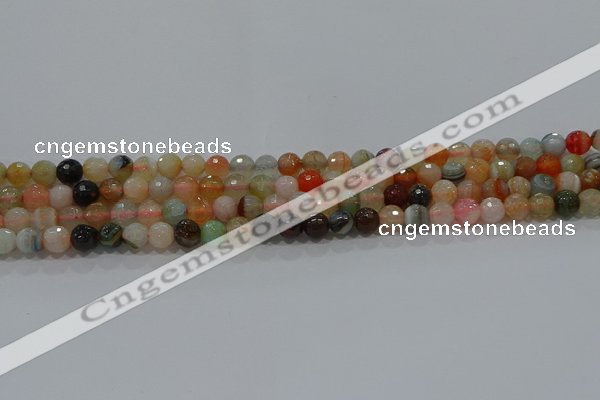 CAG9221 15.5 inches 6mm faceted round line agate beads wholesale