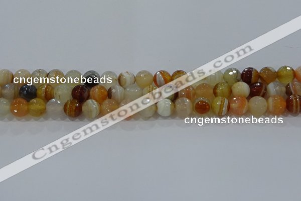 CAG9222 15.5 inches 8mm faceted round line agate beads wholesale