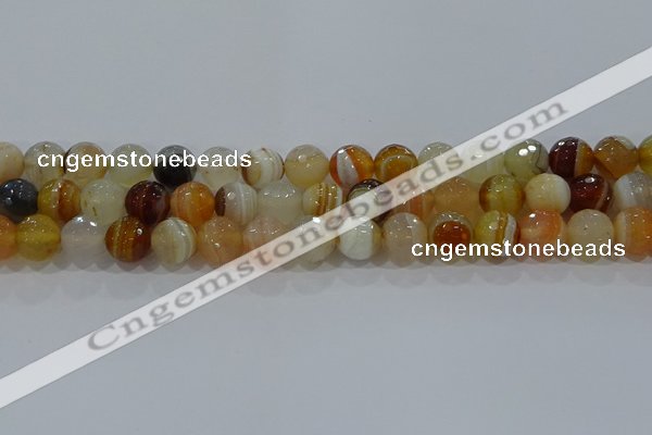 CAG9223 15.5 inches 10mm faceted round line agate beads wholesale