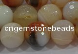 CAG9225 15.5 inches 14mm faceted round line agate beads wholesale