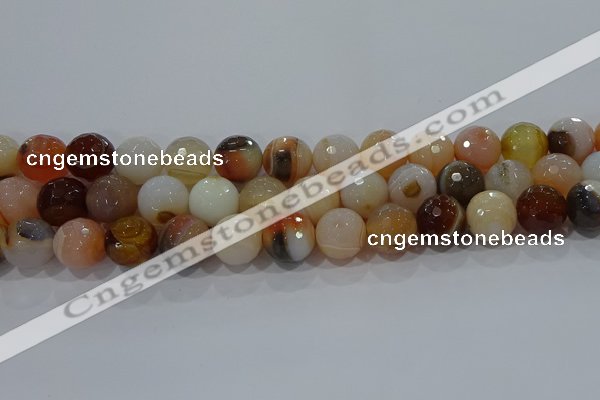 CAG9225 15.5 inches 14mm faceted round line agate beads wholesale