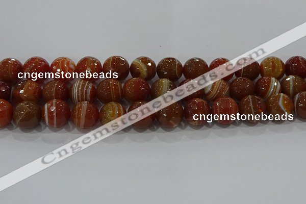 CAG9234 15.5 inches 14mm faceted round line agate beads wholesale