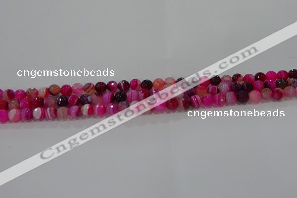 CAG9239 15.5 inches 4mm faceted round line agate beads wholesale