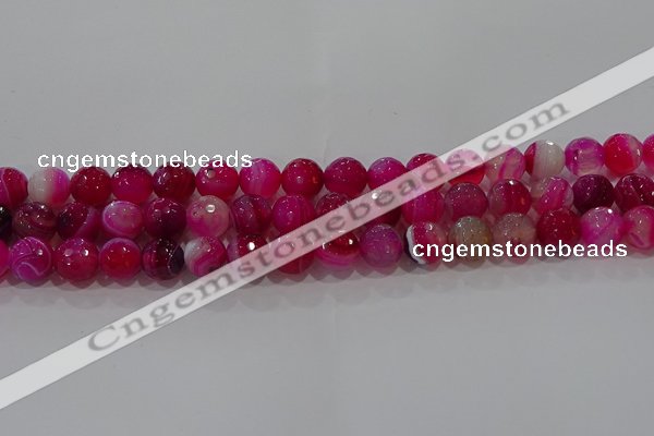 CAG9242 15.5 inches 10mm faceted round line agate beads wholesale