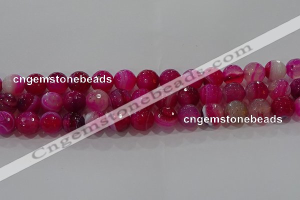 CAG9243 15.5 inches 12mm faceted round line agate beads wholesale