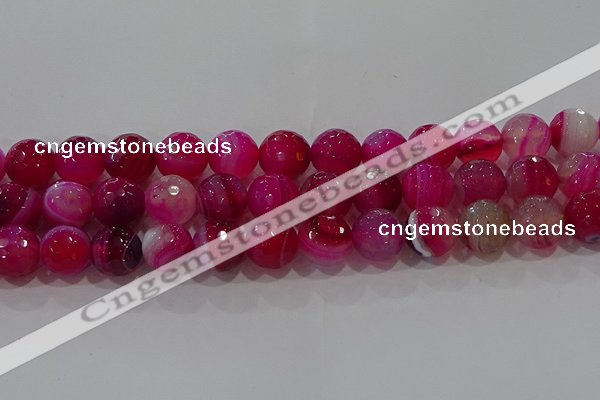 CAG9244 15.5 inches 14mm faceted round line agate beads wholesale