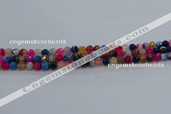 CAG9255 15.5 inches 4mm faceted round line agate beads wholesale