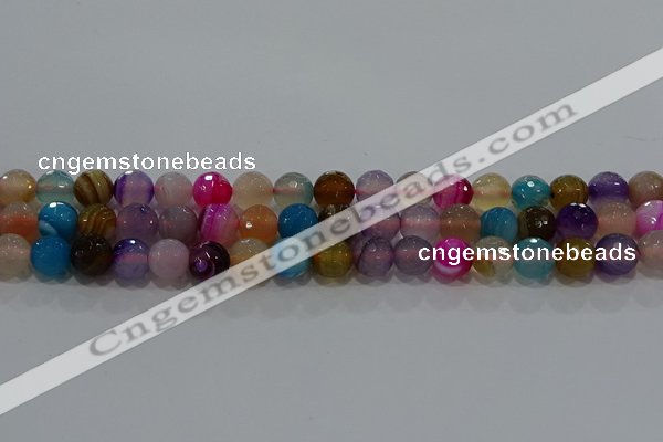 CAG9258 15.5 inches 10mm faceted round line agate beads wholesale