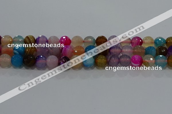 CAG9259 15.5 inches 12mm faceted round line agate beads wholesale