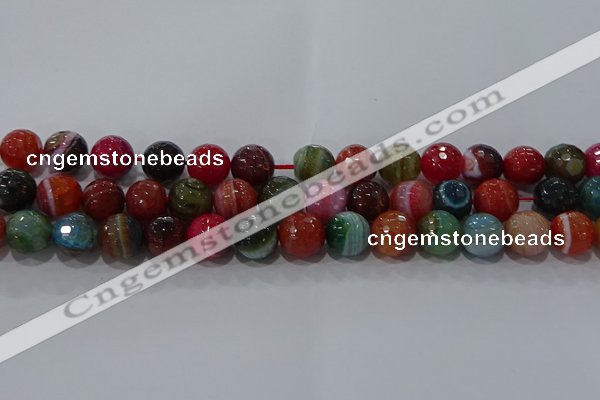 CAG9266 15.5 inches 12mm faceted round line agate beads wholesale