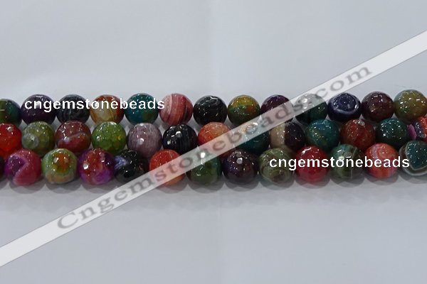 CAG9267 15.5 inches 14mm faceted round line agate beads wholesale