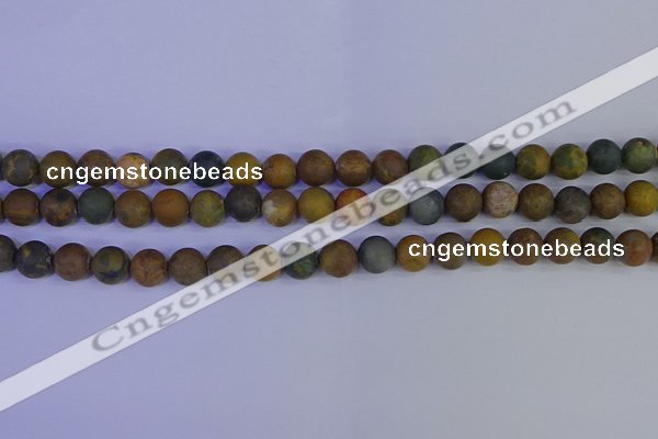 CAG9282 15.5 inches 8mm round matte ocean jasper beads wholesale