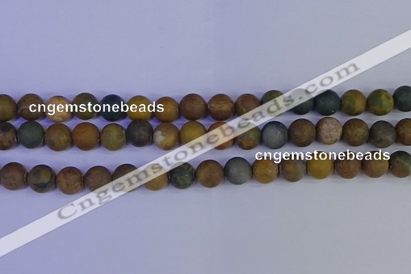 CAG9284 15.5 inches 12mm round matte ocean jasper beads wholesale