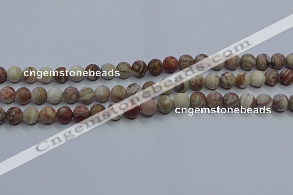 CAG9292 15.5 inches 8mm round matte Mexican crazy lace agate beads