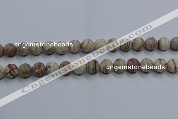 CAG9294 15.5 inches 12mm round matte Mexican crazy lace agate beads