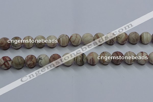 CAG9295 15.5 inches 14mm round matte Mexican crazy lace agate beads