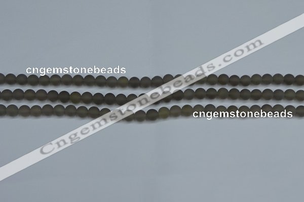 CAG9310 15.5 inches 4mm round matte grey agate beads wholesale