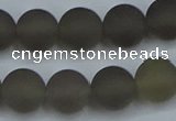 CAG9315 15.5 inches 14mm round matte grey agate beads wholesale