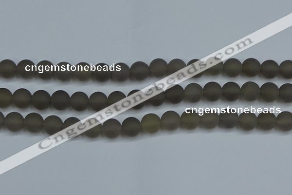 CAG9315 15.5 inches 14mm round matte grey agate beads wholesale