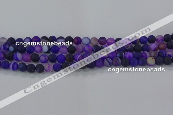 CAG9320 15.5 inches 6mm round matte line agate beads wholesale