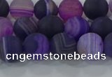 CAG9321 15.5 inches 8mm round matte line agate beads wholesale