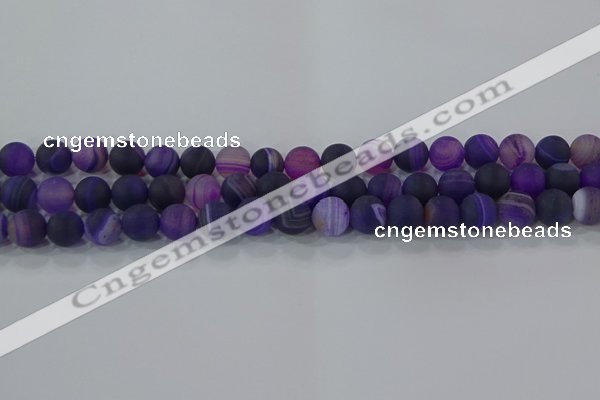 CAG9321 15.5 inches 8mm round matte line agate beads wholesale