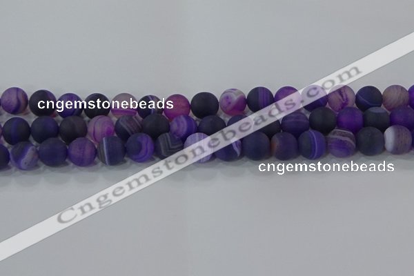 CAG9322 15.5 inches 10mm round matte line agate beads wholesale