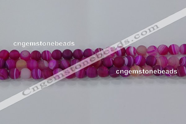 CAG9327 15.5 inches 8mm round matte line agate beads wholesale