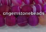 CAG9328 15.5 inches 10mm round matte line agate beads wholesale