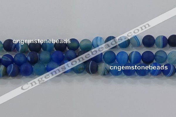 CAG9334 15.5 inches 12mm round matte line agate beads wholesale