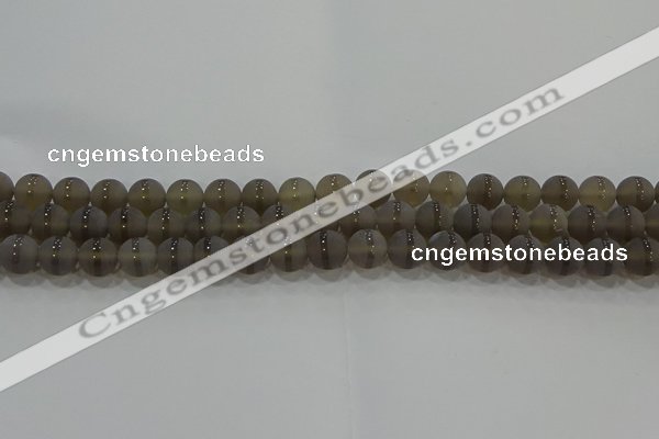 CAG9344 15.5 inches 8mm round matte grey agate beads wholesale