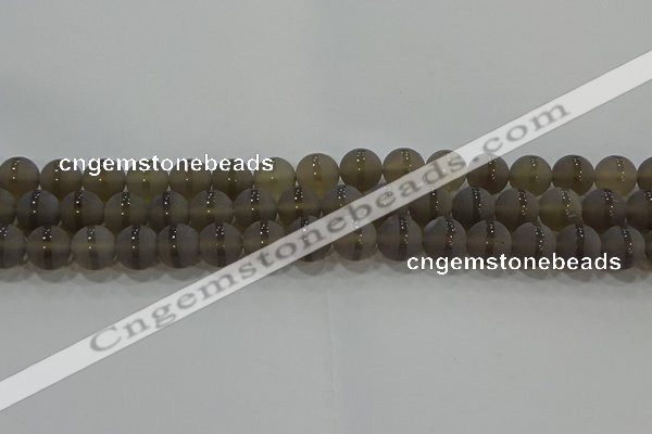 CAG9345 15.5 inches 10mm round matte grey agate beads wholesale