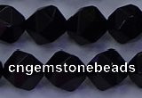 CAG9354 15.5 inches 12mm faceted nuggets black agate beads